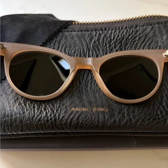 NWOT Anine Bing Beige Sunglasses with Black Case - Picture 2 of 7